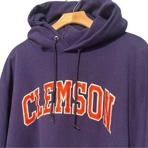 Champion XL Purple Orange Clemson Tigers Stitched Champion Hoodie Sweatshirt